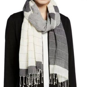Eileen Fisher Block Stripe Handloom Organic Cotton Scarf